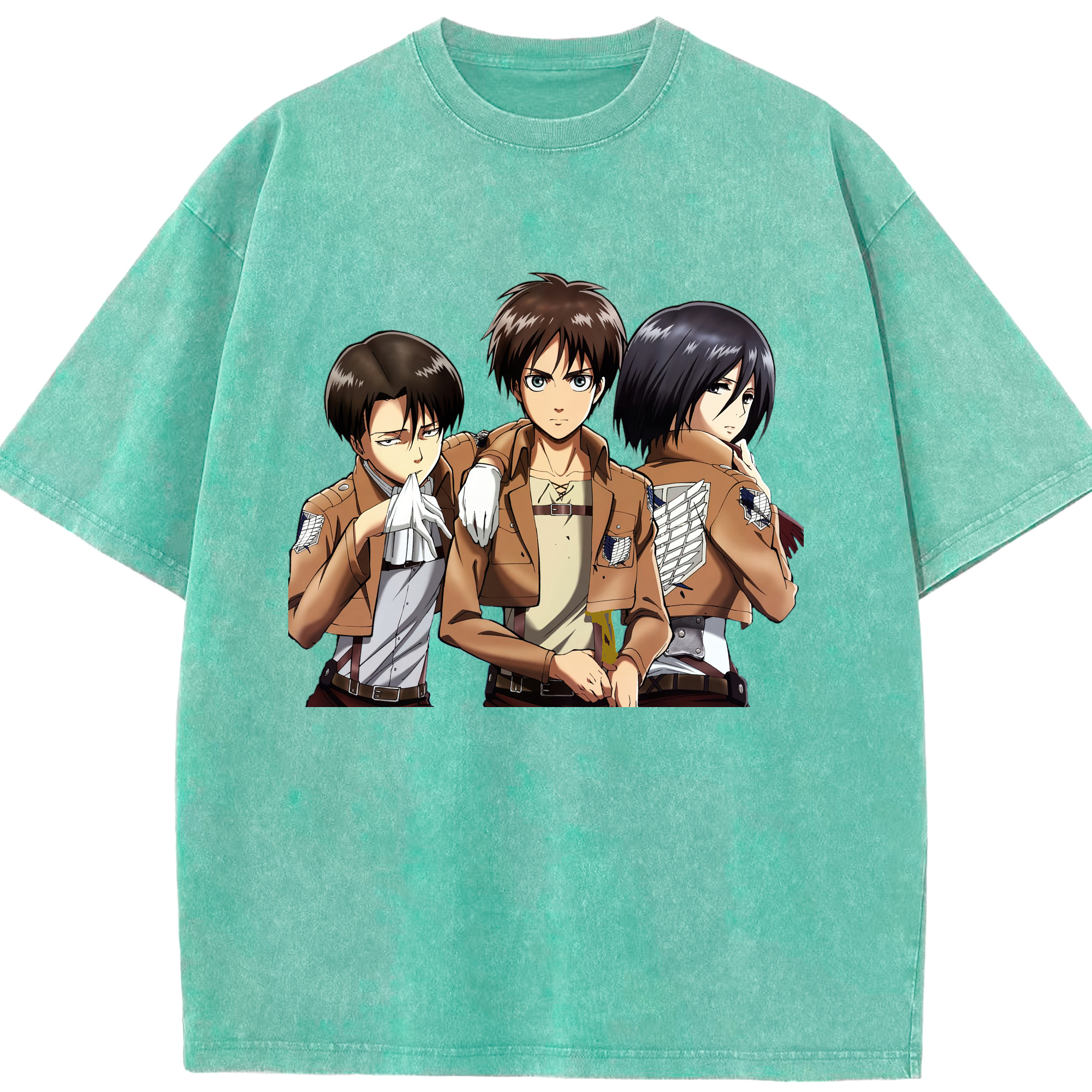 （画像用） 進撃の巨人 エレン･イェーガー Attack on Titan Eren Jäger 綿100% ヴィンテージ風 半袖Tシャツ（フロントプリント）